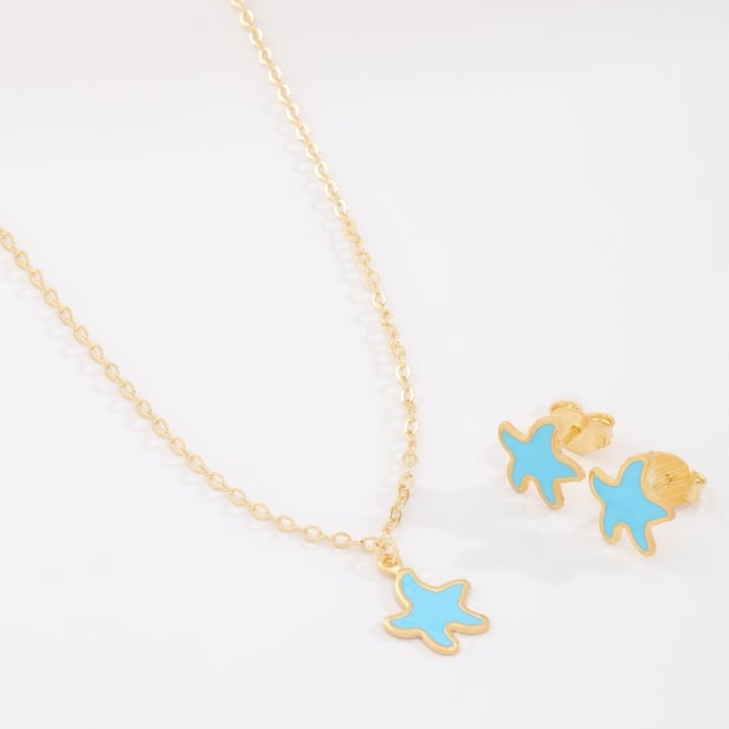CI-00097-CONJUNTO INFANTIL COM ESTRELA-DO-MAR ESMALTADA