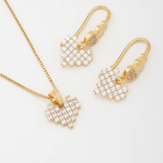CJ-00022 CONJUNTO COM DESIGN DE CORAÇÕES EM ZIRCÔNIAS