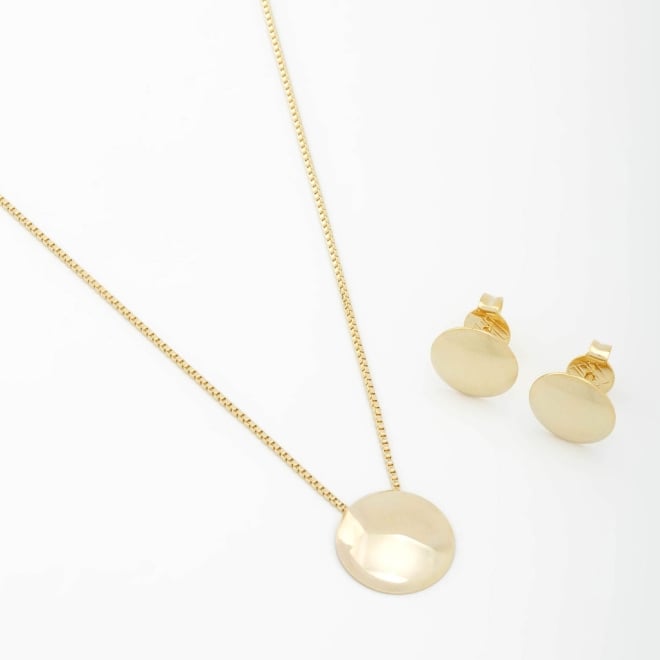 CJ-00223 CONJUNTO BANHADO A OURO 18K COM FORMATO REDONDO