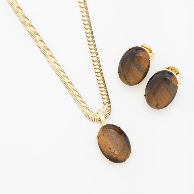 CJ-00276 CONJUNTO COM PEDRAS OVAIS E DETALHES ELEGANTES