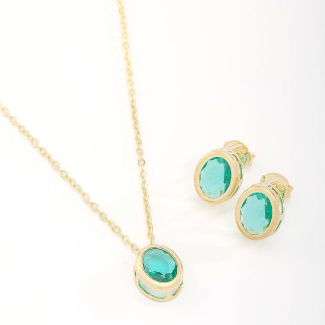 CJ-00309-CONJUNTO BANHADO A OURO 18K COM PEDRA OVAL LAPIDADA