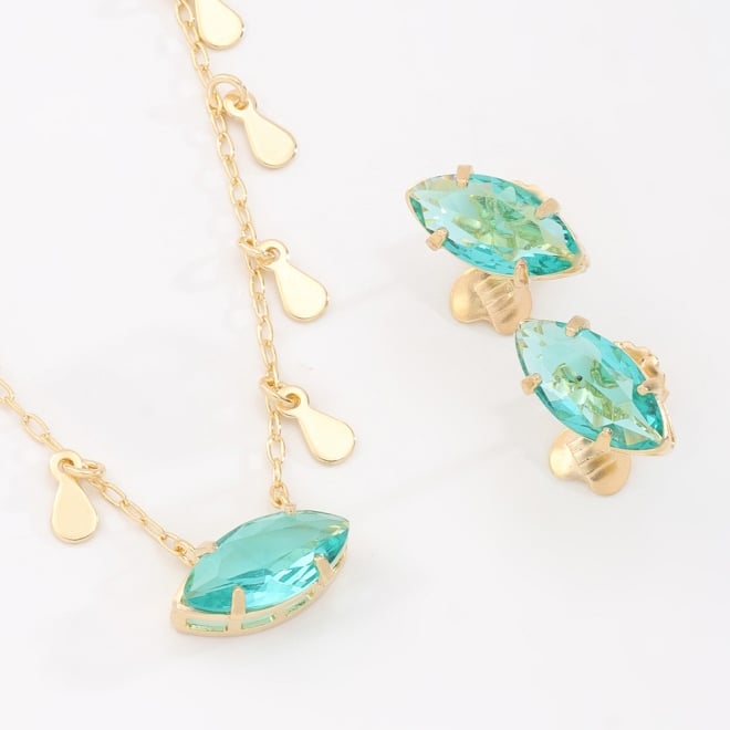 CJ-00363 CONJUNTO BANHADO A OURO 18K COM DESIGN MODERNO EM FORMATO NAVETE