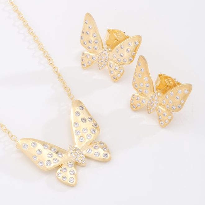 CJ-00393 CONJUNTO BANHADO A OURO 18K COM DESIGN DE BORBOLETA