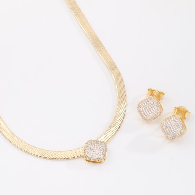 CJX-00162 CONJUNTO BANHADO A OURO 18K COM CORRENTE ESTILO FITA LAMINADA