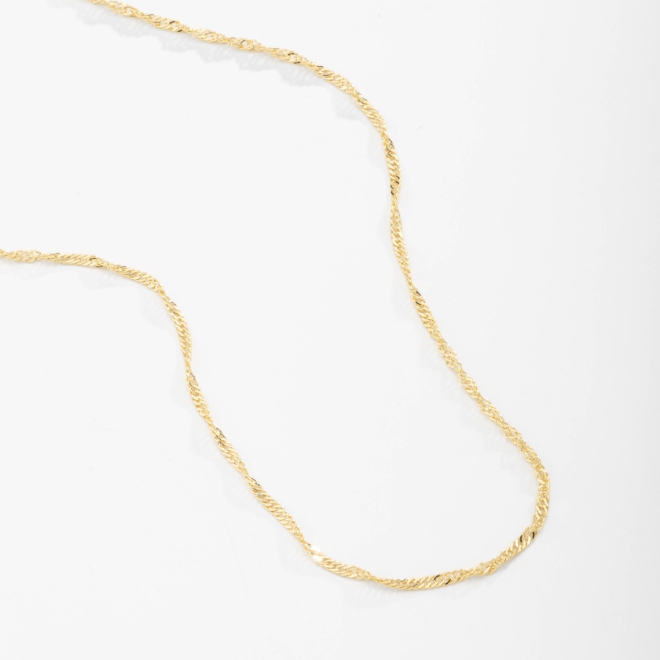 CR-00153 CORRENTE BANHADA A OURO 18K TIPO CINGAPURA COM DESIGN TORCIDO