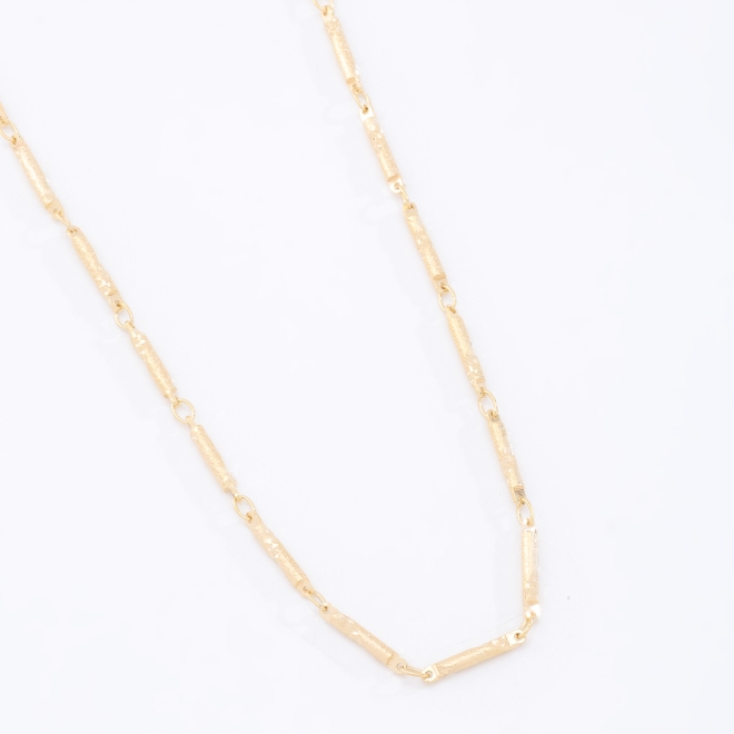 CR-00242 CORRENTE BANHADA A OURO 18K COM CANUTILHOS TEXTURIZADOS 