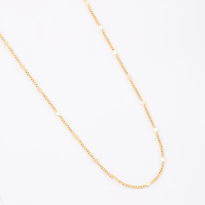 CR-00303 COLAR BANHADO A OURO 18K LONGO COM CORRENTE INTERCALADA POR ESTRELAS LISAS