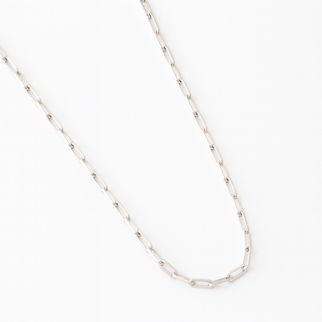 CRB-00011 CORRENTE ELO CARTIER FINO BANHADA EM RÓDIO BRANCO