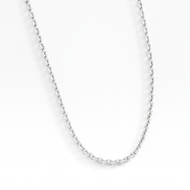 CRB-00338 CORRENTE ELO CARTIER FINO BANHADA EM RÓDIO BRANCO