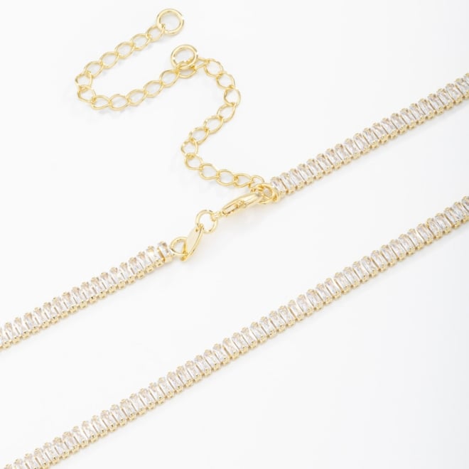 CX-0003 CHOKER BANHADO A OURO 18K COM ZIRCÔNIAS BAGUETE CRAVEJADAS
