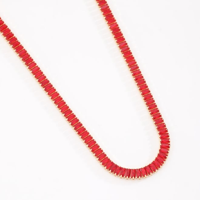 CX-0012 CHOKER RIVIERA BANHADO A OURO 18K COM PEDRAS EM CORTE BAGUETE