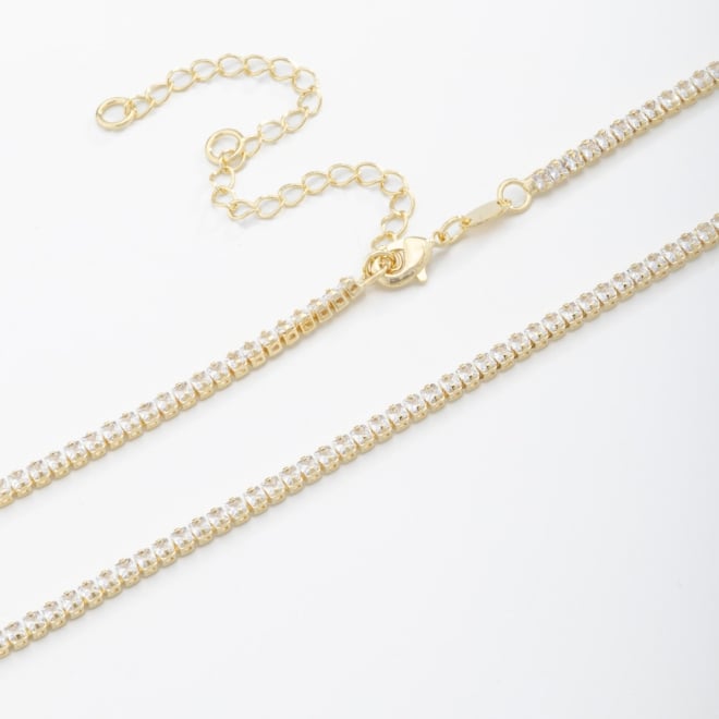 CX-0013 CHOKER BANHADA A OURO 18K COM FILEIRA DE ZIRCÔNIAS CRAVEJADAS