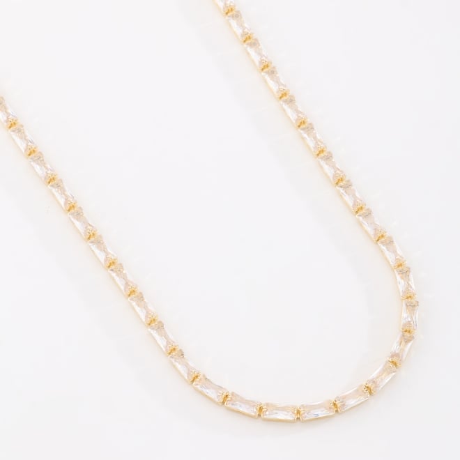 CX-0031 CHOKER BANHADO A OURO 18K COM ZIRCÔNIAS EM FORMATO BAGUETE