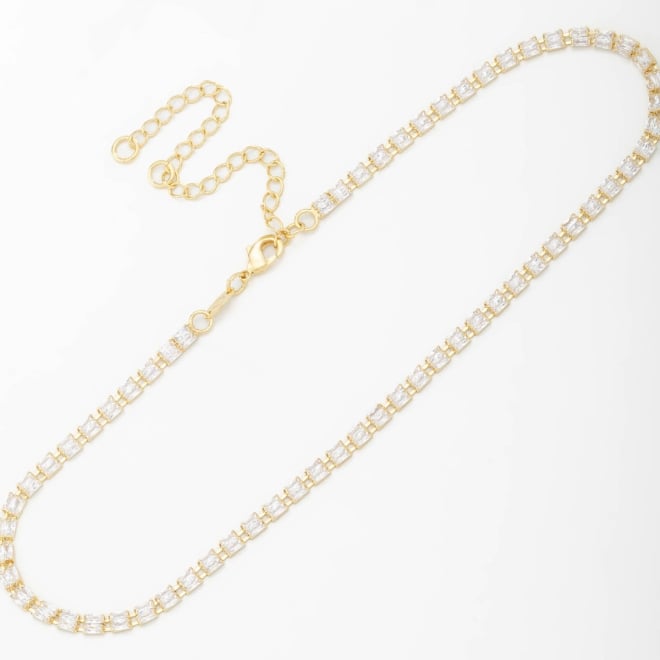 CX-0032 CHOKER COM ZIRCÔNIAS LAPIDADAS EM FORMA RETANGULAR