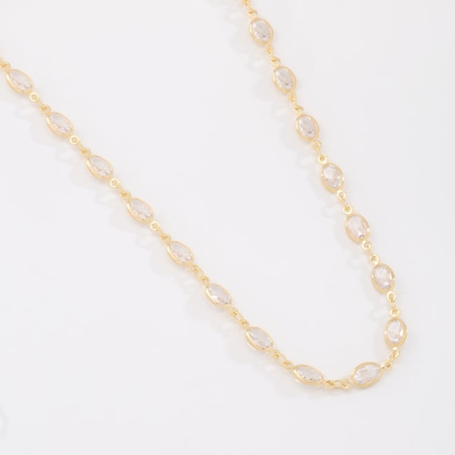 CX-0044 CHOKER BANHADA A OURO 18K COM ZIRCÔNIAS OVAIS LAPIDADAS