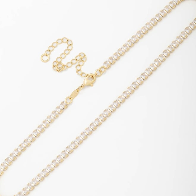CX-0051CHOKER BANHADA A OURO 18K COM FILEIRA DE ZIRCÔNIAS