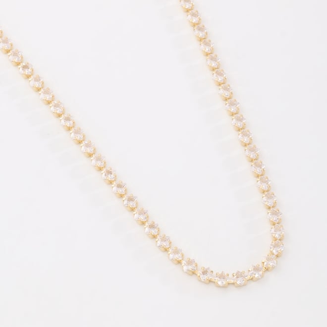 CX-0059- CHOKER BANHADA A OURO 18K COM CORRENTE RIVIERA CRAVEJADA EM ZIRCÔNIAS