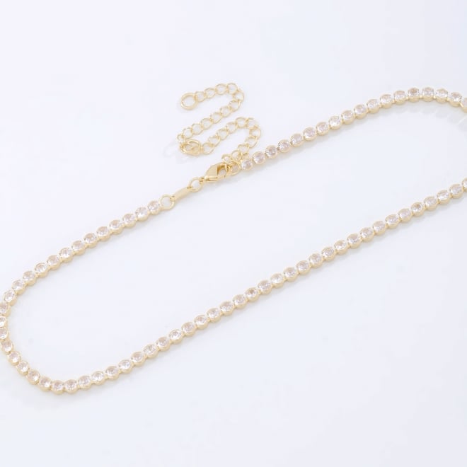 CX-0061 CHOKER BANHADA A OURO 18K COM DETALHES CRAVEJADOS EM ZIRC&Ocirc;NIA