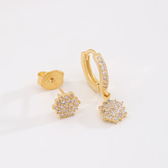 DAC-0043 BRINCO BANHADO A OURO 18K DUPLO COM ARGOLA CRAVEJADA