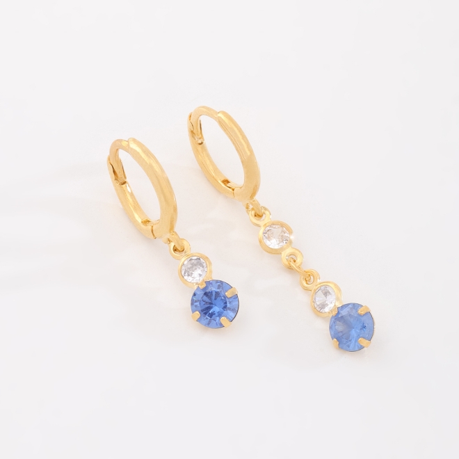 DAC-0047 BRINCO DUPLO COM ARGOLA E ZIRCÔNIAS PENDENTES