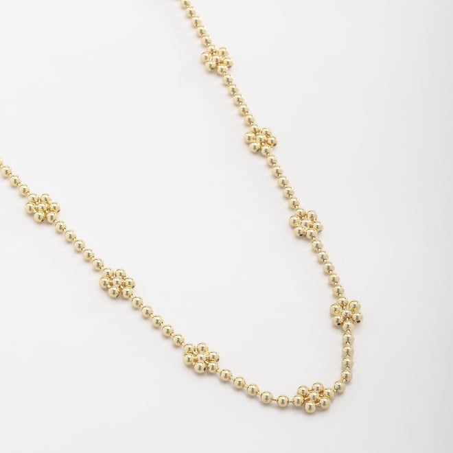 GI-00045 COLAR INFANTIL BANHADO A OURO 18K COM DETALHES EM ESFERAS E MINI FLORES