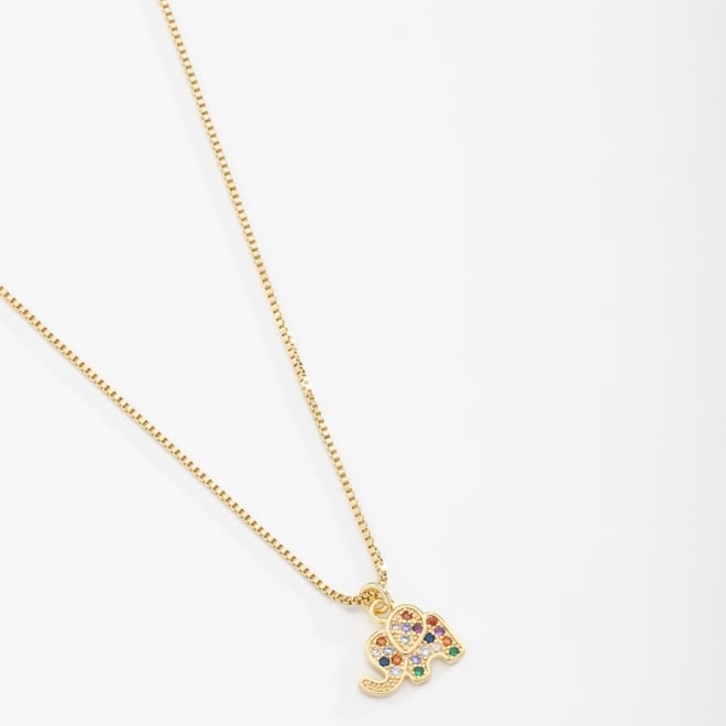GI-00049  COLAR INFANTIL BANHADO A OURO 18K COM PINGENTE DE ELEFANTE CRAVEJADO