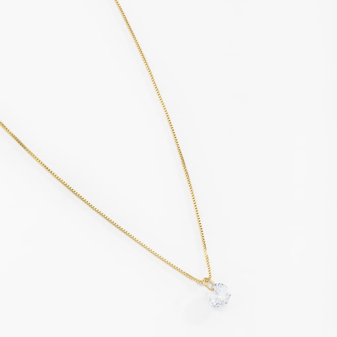 GR-00008 COLAR BANHADO A OURO 18K COM CORRENTE VENEZIANA E PINGENTE DE ZIRCÔNIA