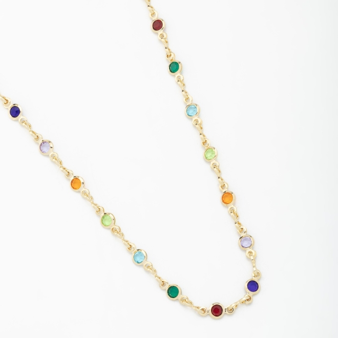 GR-00064 COLAR COM ZIRCONIAS COLORIDAS REDONDAS