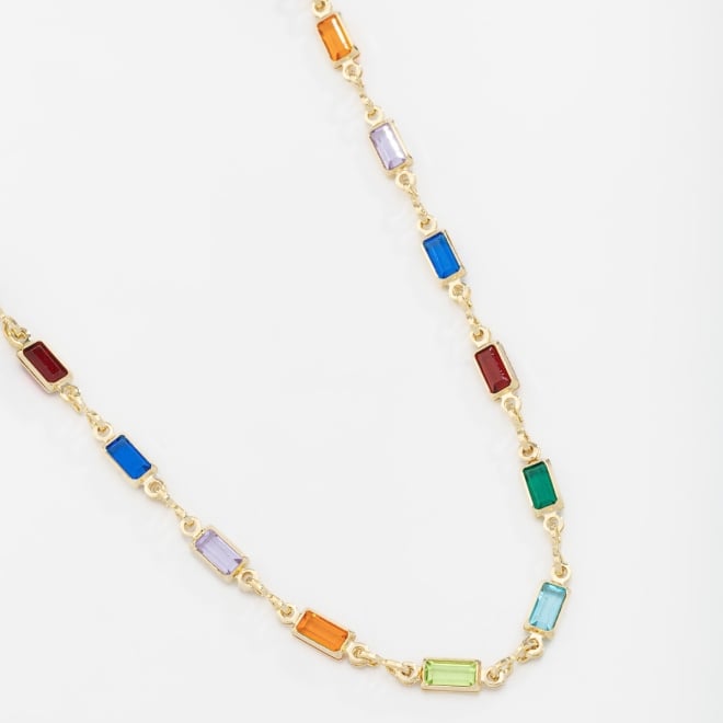 GR-00070 GARGANTILHA BANHADA A OURO 18K COM DETALHES EM ZIRCÔNIAS BAGUETE