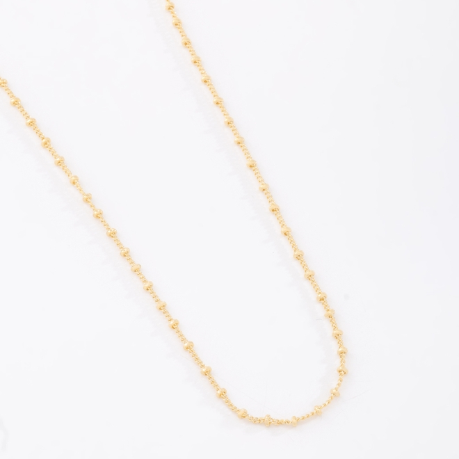 GR-00259 COLAR BANHADO A OURO 18K COM CORRENTE DELICADA EM ELOS INTERCALADOS E MICROESFERAS