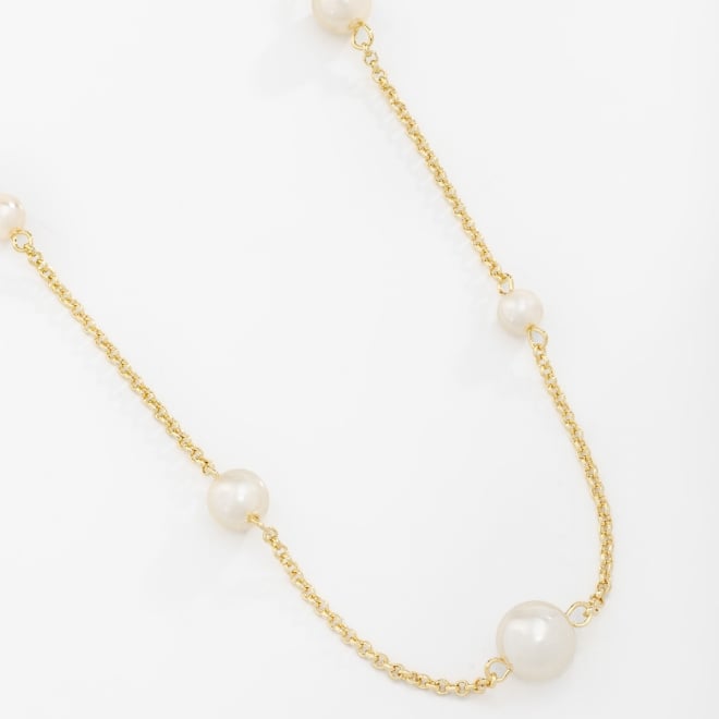 GR-00264 COLAR BANHADO A OURO 18K COM CORRENTE EM ELOS DELICADOS E PÉROLAS INTERCALADAS