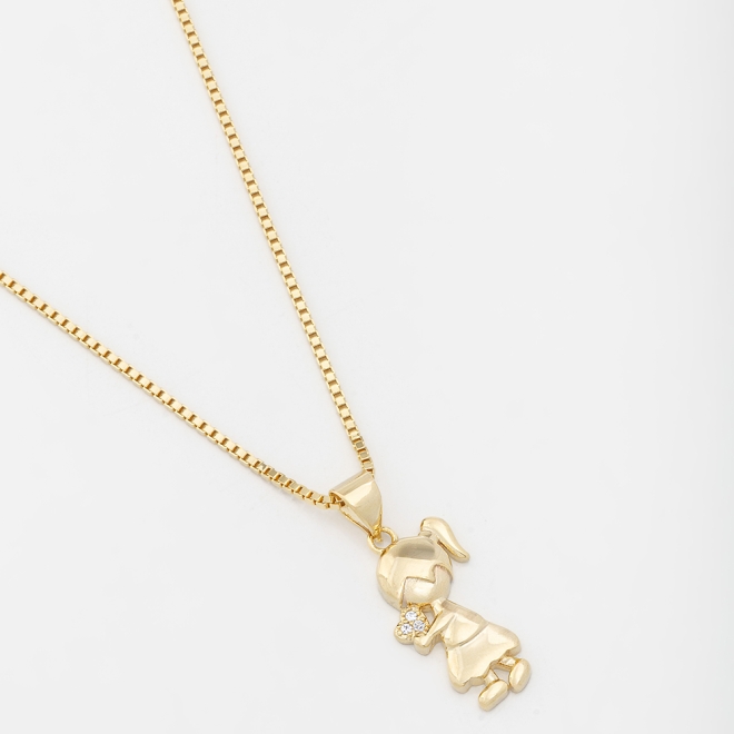 GR-00298 GARGANTILHA BANHADA A OURO 18K COM PINGENTE  DE MENINA