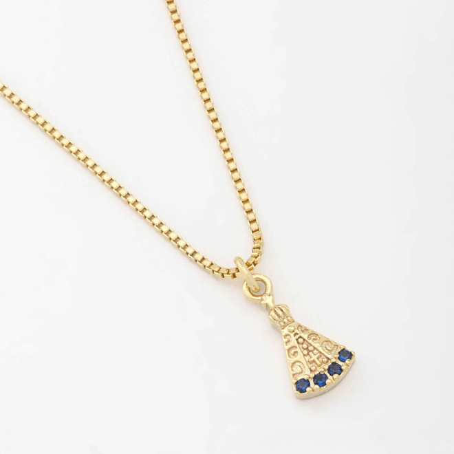 GR-00303 COLAR DE NOSSA SENHORA COM DETALHES EM ZIRCÔNIAS 