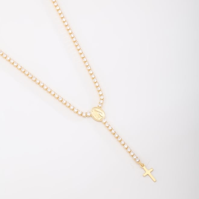 GR-00326 GARGANTILHA BANHADA A OURO 18K CRAVEJADA EM ZIRCÔNIA