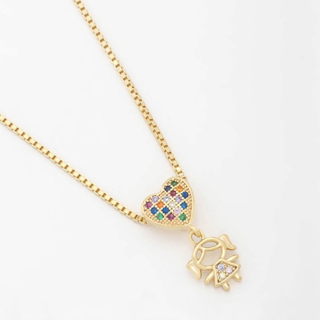 GR-00554 COLAR BANHADO A OURO 18K COM CORRENTE VENEZIANA E PINGENTE EM FORMATO DE CORAÇÃO