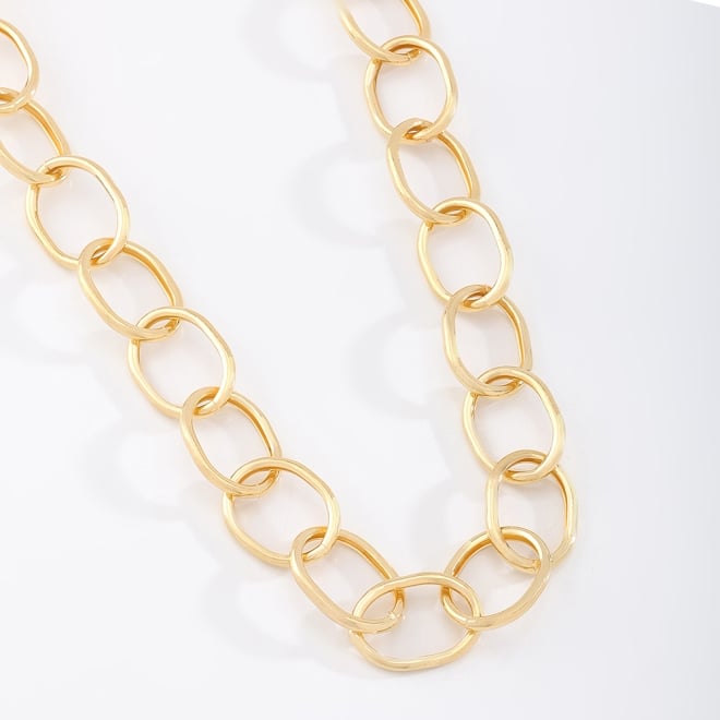 GR-00557 COLAR BANHADO A OURO 18K COM CORRENTE DE ELOS GRANDES E DESIGN MODERNO