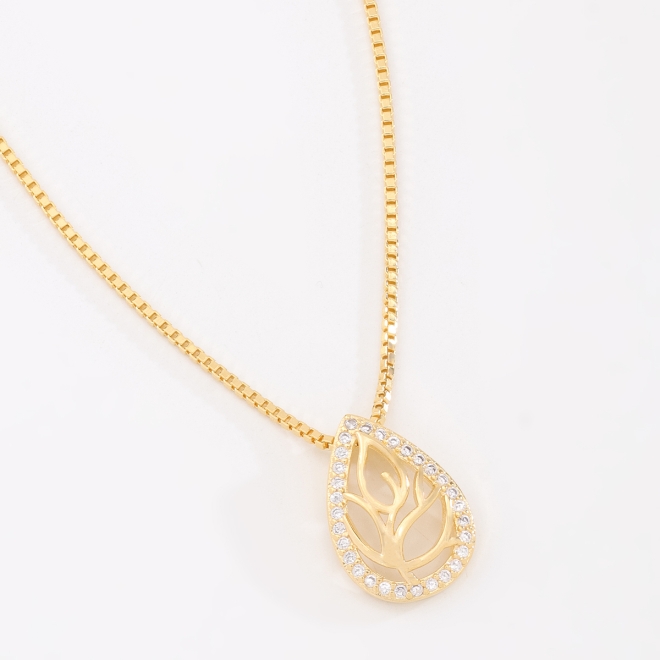 GR-00571-GARGANTILHA BANHADA A OURO 18K COM PINGENTE  DE GOTA