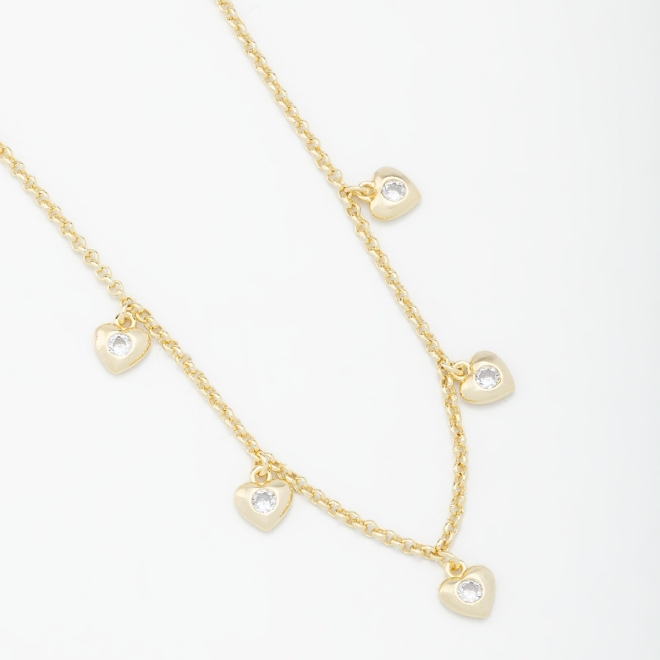 GR-00747 COLAR PENDURICALHO CORAÇÃO COM ZIRCÔNIA