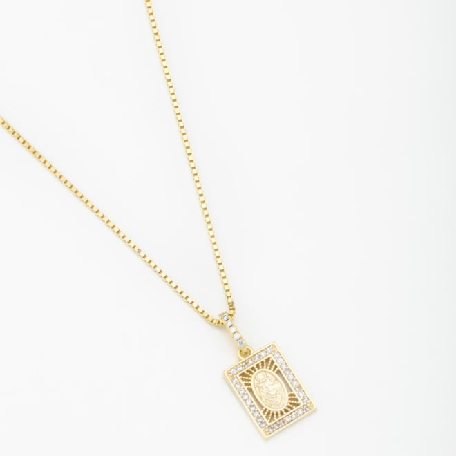 GR-00818 COLAR NOSSA SENHORA DAS GRAÇA VAZADO COM MICRO ZIRCÔNIA