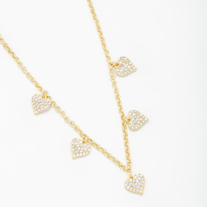 GR-00828 COLAR PENDURICALHO CORAÇÃO COM MICRO ZIRCÔNIA