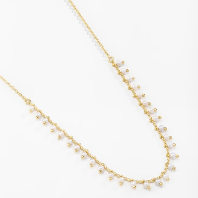 GR-00863 COLAR BANHADO A OURO 18K COM CORRENTE EM ELOS DELICADOS E DETALHES INTERCALADOS EM MINI PÉROLAS