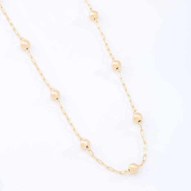 GR-00867 COLAR BANHADO A OURO 18K COM CORRENTE DE ELOS DELICADOS INTERCALADOS POR ESFERAS
