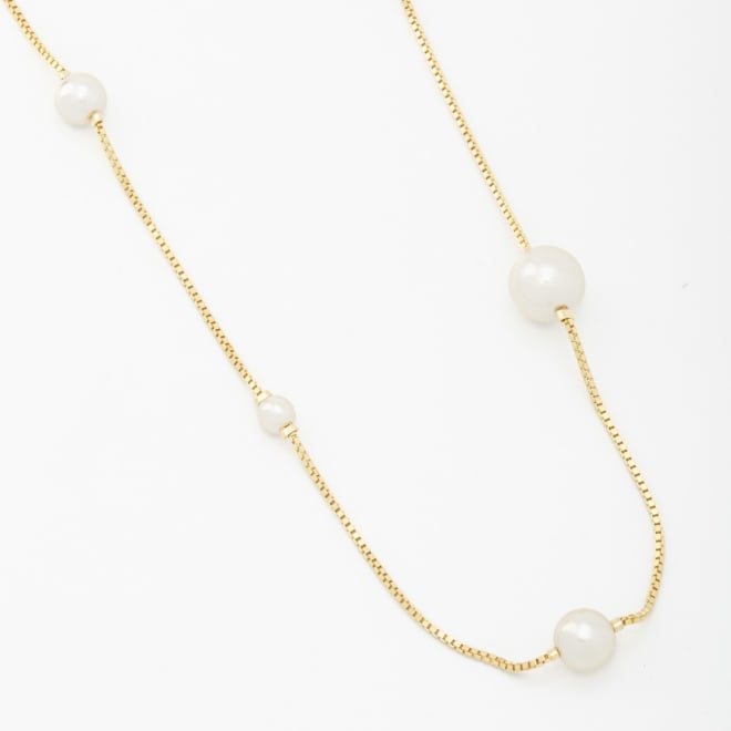 GR-00890 COLAR BANHADO A OURO 18K COM PÉROLAS INTERCALADAS EM DIFERENTES TAMANHOS