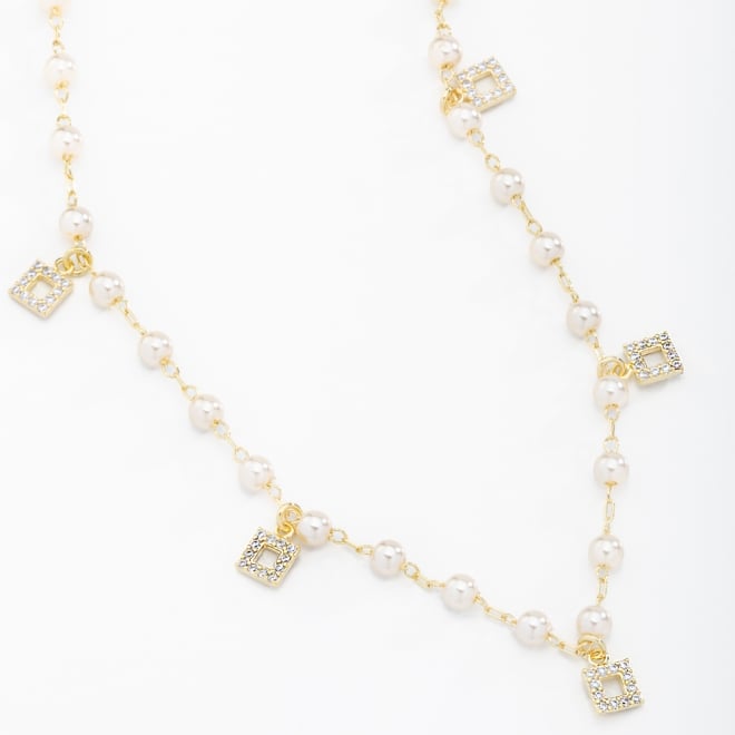 GR-00936 COLAR BANHADO A OURO 18K COM CORRENTE EM ELOS DELICADOS, PÉROLAS INTERCALADAS