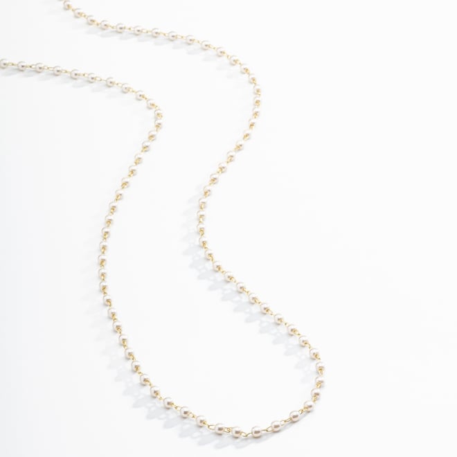 GR-00940 COLAR BANHADO A OURO 18K COM MINI PÉROLAS DE 3 MM - 80 CM