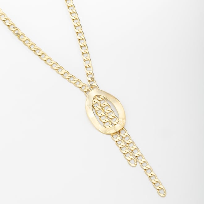 GR-01001 COLAR BANHADO A OURO 18K COM CORRENTE EM ELO GRUMET E DESIGN ESTILO GRAVATINHA