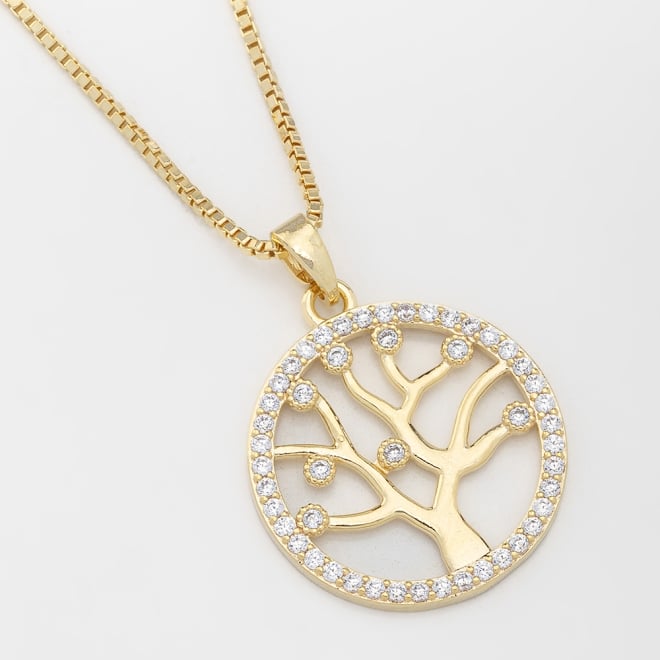 GR-01129 COLAR BANHADO A OURO 18K COM PINGENTE DE ÁRVORE DA VIDA
