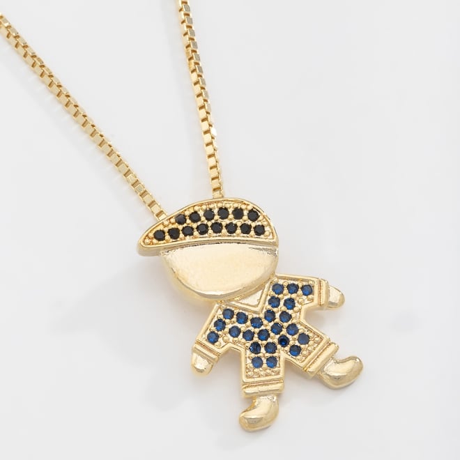 GR-01338 GARGANTILHA BANHADA A OURO 18K COM PINGENTE DE MENINO