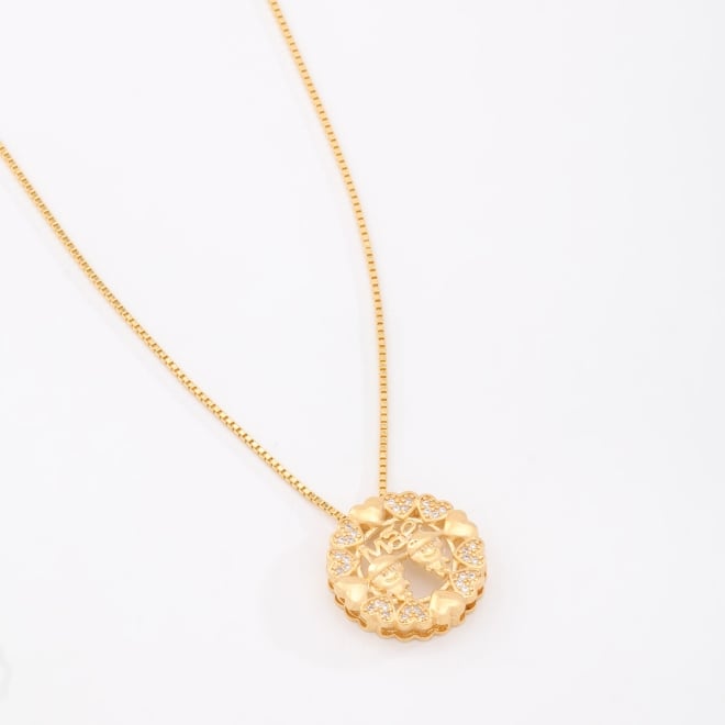 GR-01342 COLAR BANHADO A OURO 18K COM PINGENTE DE FILHOS CRAVEJADOS EM ZIRCÔNIAS