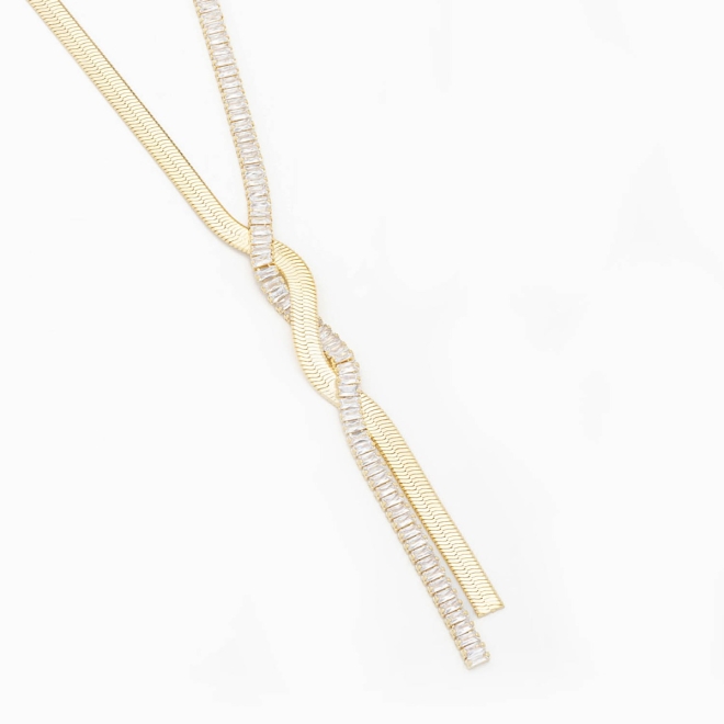 GR-01347 COLAR COM DESIGN ENTRELAÇADO E DETALHES EM ZIRCÔNIAS